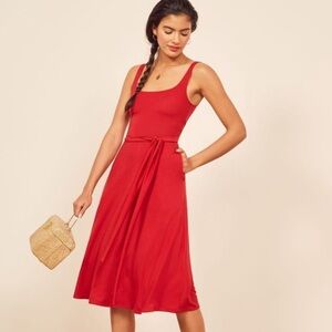 Reformation August Dress in Cherry